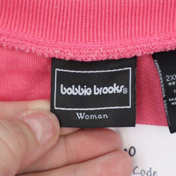 Bobbie Brooks Shirt Womens 2XL Pink V Neck Long Sleeve Banded Cuffs Pullover Top - Picture 2 of 16